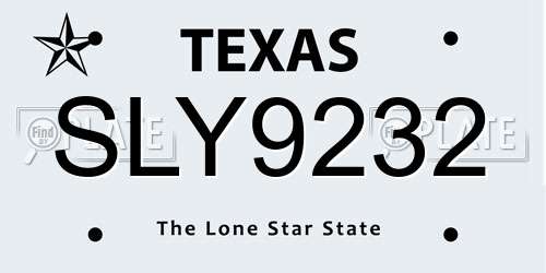 SLY9232 Texas License Plate
