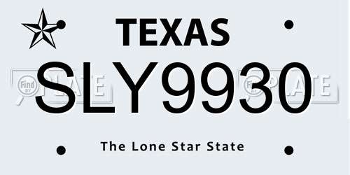 SLY9930 Texas License Plate