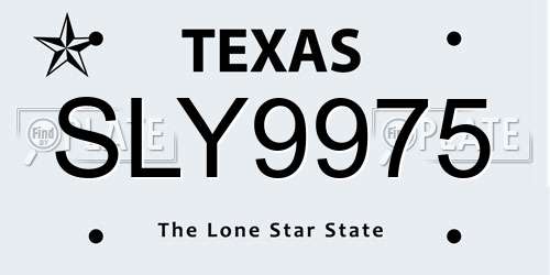 SLY9975 Texas License Plate