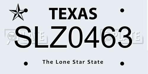 SLZ0463 Texas License Plate