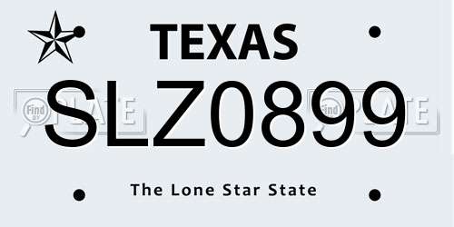 SLZ0899 Texas License Plate