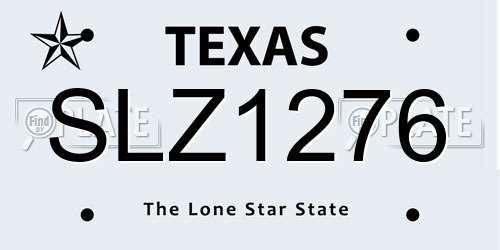 SLZ1276 Texas License Plate