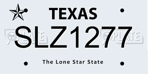 SLZ1277 Texas License Plate