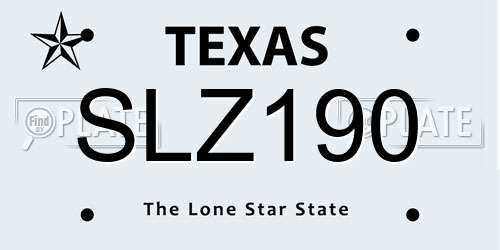 SLZ190 Texas License Plate