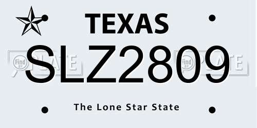 SLZ2809 Texas License Plate