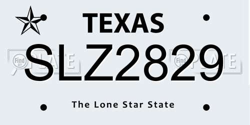 SLZ2829 Texas License Plate