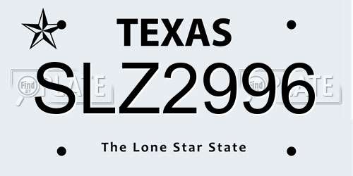 SLZ2996 Texas License Plate