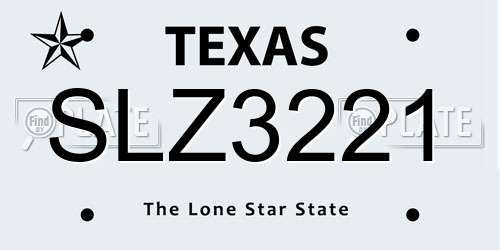 SLZ3221 Texas License Plate
