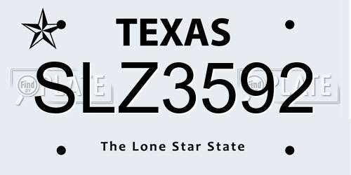 SLZ3592 Texas License Plate