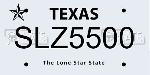 SLZ5500 Texas License Plate