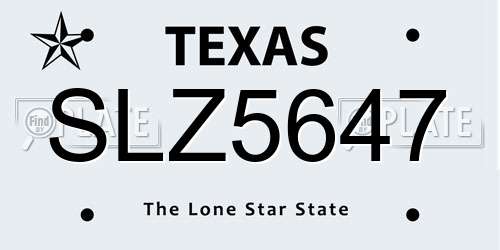 SLZ5647 Texas License Plate
