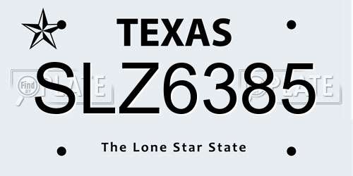 SLZ6385 Texas License Plate