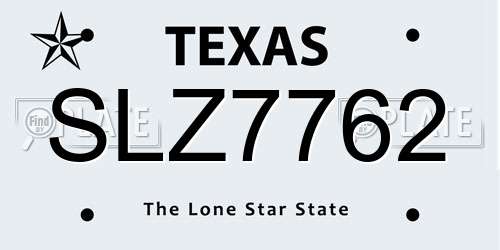 SLZ7762 Texas License Plate