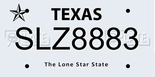 SLZ8883 Texas License Plate