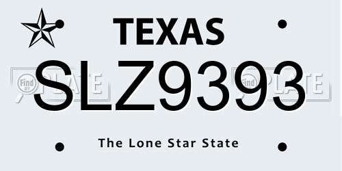 SLZ9393 Texas License Plate