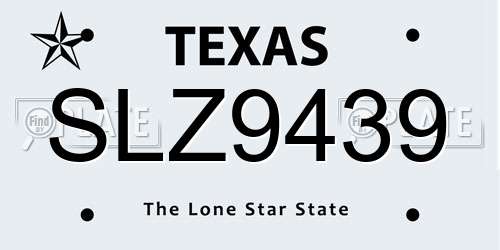 SLZ9439 Texas License Plate