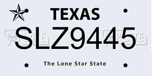 SLZ9445 Texas License Plate