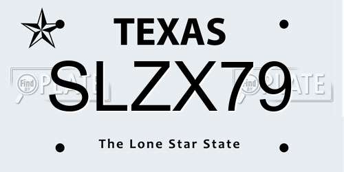 SLZX79 Texas License Plate