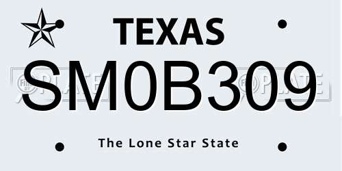 SM0B309 Texas License Plate