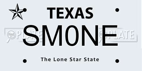 SM0NE Texas License Plate
