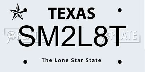 SM2L8T Texas License Plate