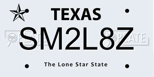 SM2L8Z Texas License Plate