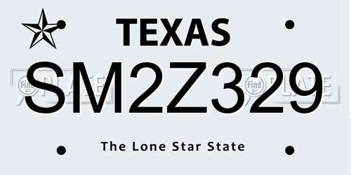 SM2Z329 Texas License Plate