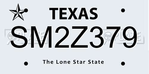 SM2Z379 Texas License Plate