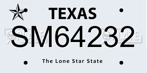 SM64232 Texas License Plate