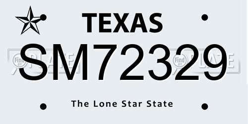 SM72329 Texas License Plate