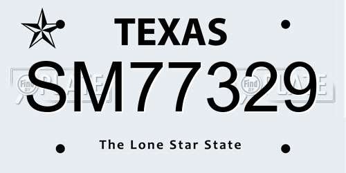 SM77329 Texas License Plate