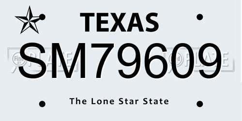 SM79609 Texas License Plate