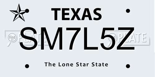 SM7L5Z Texas License Plate