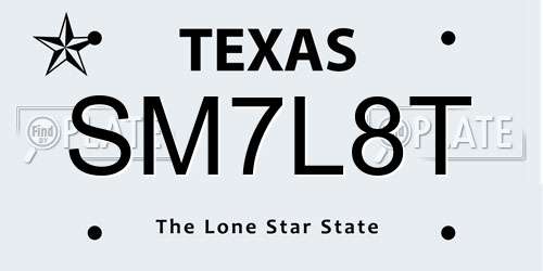 SM7L8T Texas License Plate
