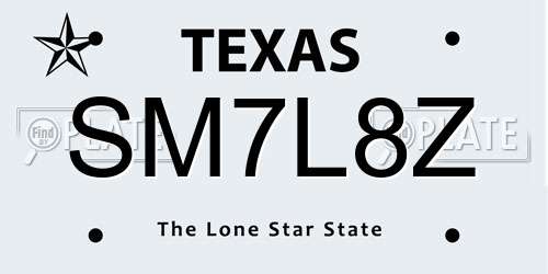 SM7L8Z Texas License Plate