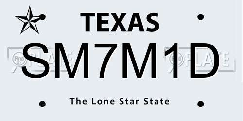 SM7M1D Texas License Plate