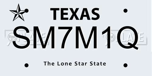 SM7M1Q Texas License Plate