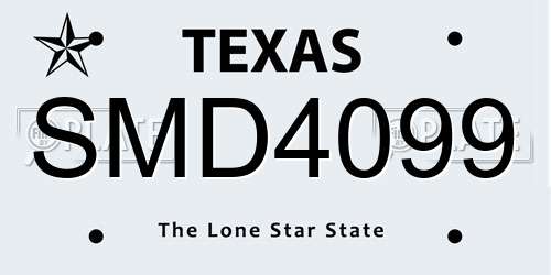SMD4099 Texas License Plate