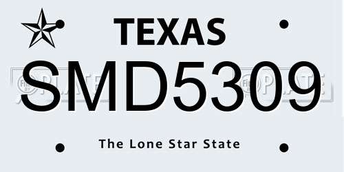 SMD5309 Texas License Plate