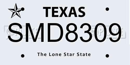 SMD8309 Texas License Plate