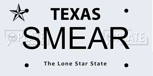 SMEAR Texas License Plate