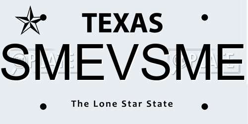 SMEVSME Texas License Plate