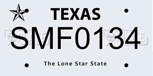 SMF0134 Texas License Plate