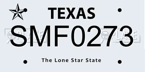 SMF0273 Texas License Plate