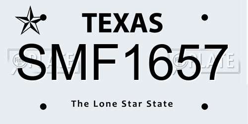 SMF1657 Texas License Plate