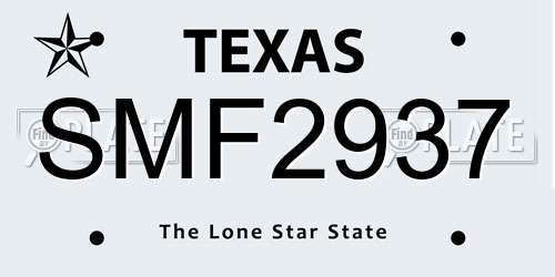 SMF2937 Texas License Plate