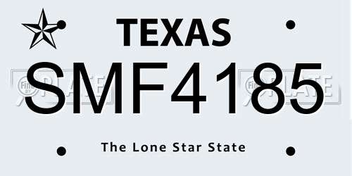 SMF4185 Texas License Plate