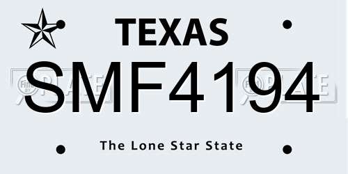 SMF4194 Texas License Plate