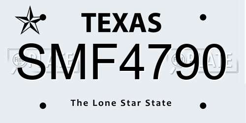 SMF4790 Texas License Plate