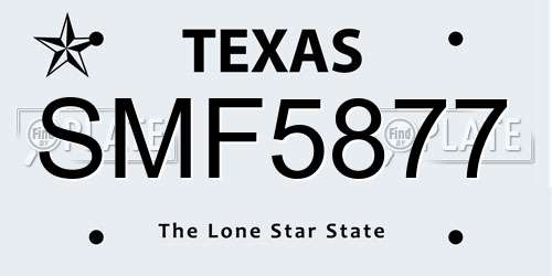 SMF5877 Texas License Plate